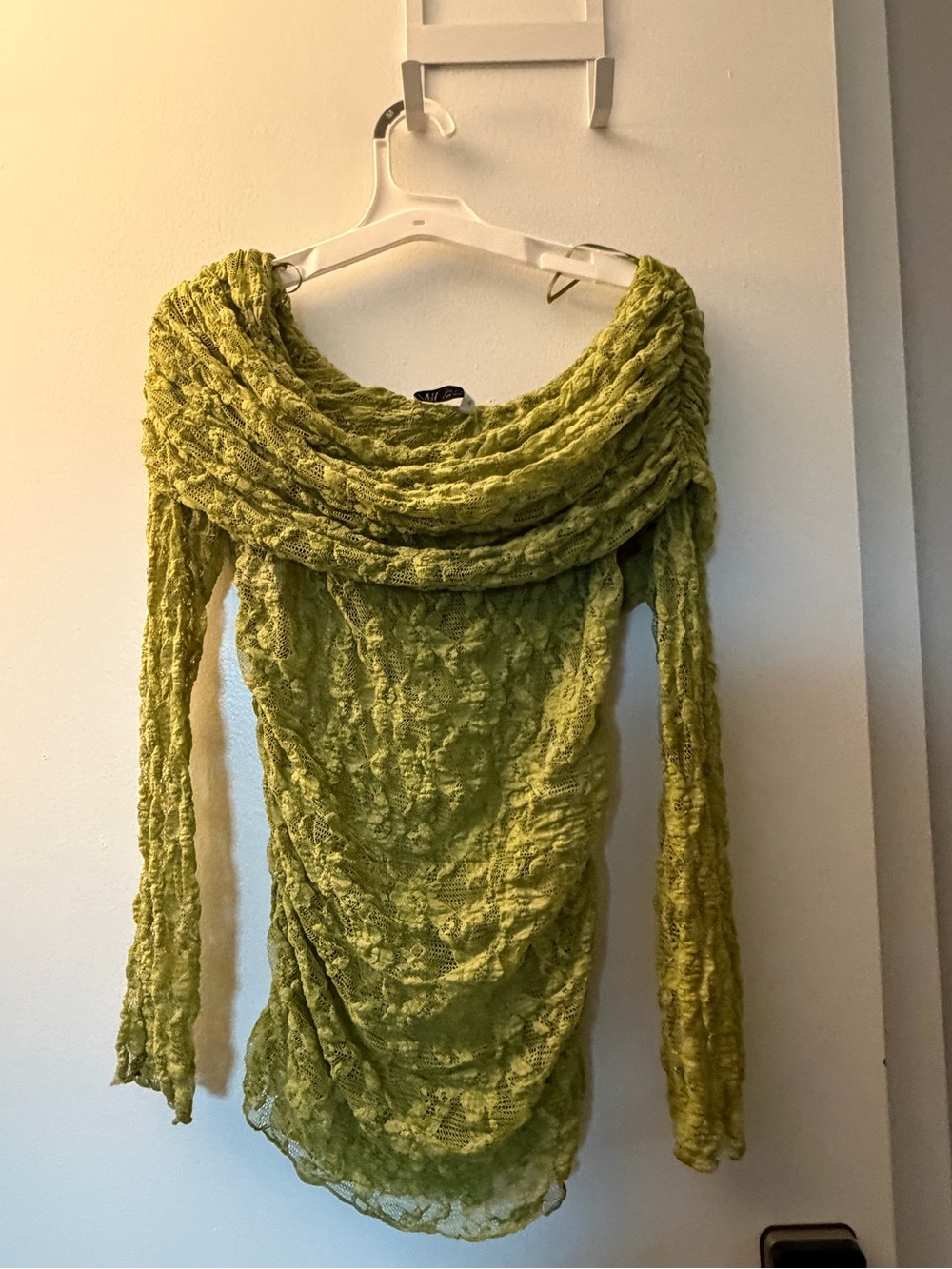 ZARA Olive Green Lace Cowl Neck Sweater